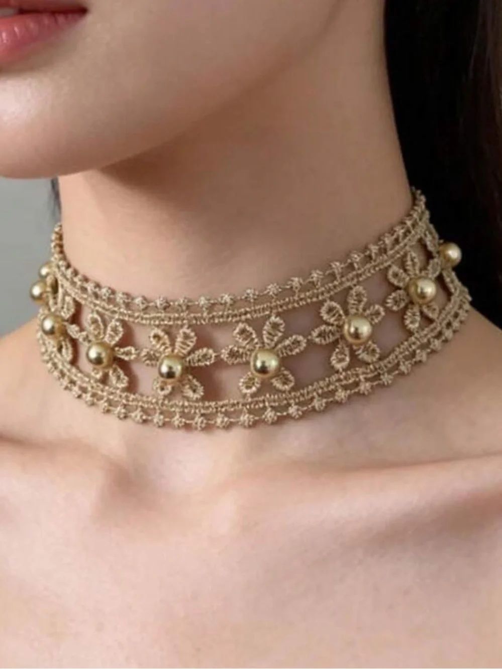 Pearl Lace Choker Necklace N2460